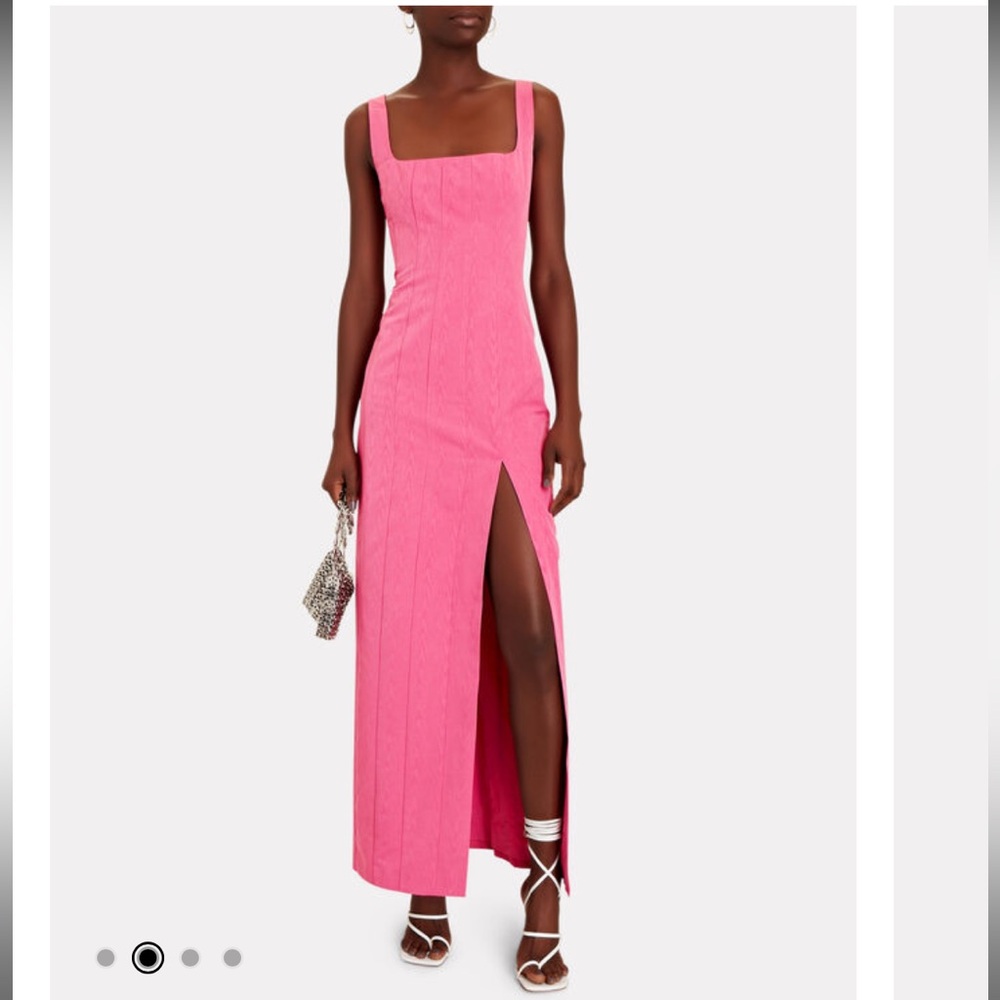STAUD Portrait Embossed Midi Dress Pink Size 0